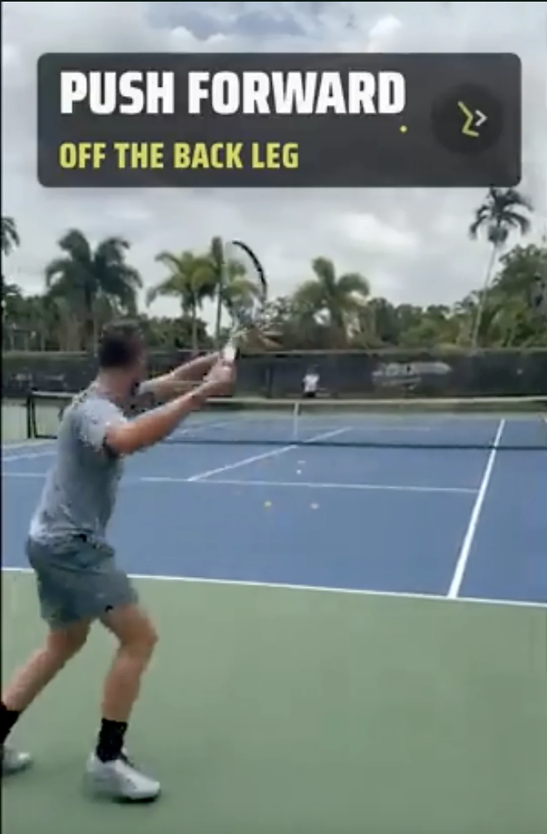 Tennis coaching technique example: Push forward off the back leg